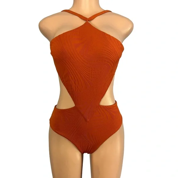 Fella Sabath Cut Out Full Piece Swim Tobacco - Picture 2 of 9